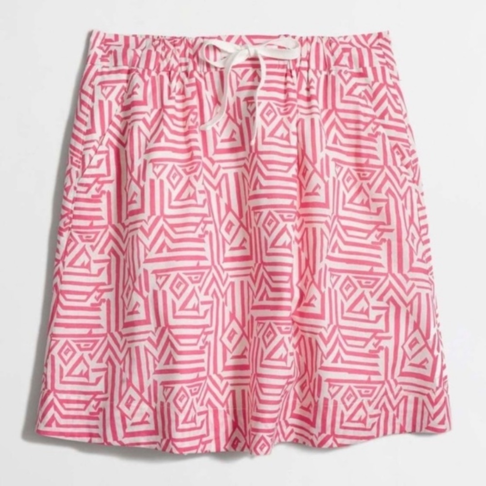 J. Crew Drawstring Skirt in Jacquard Tribal Print